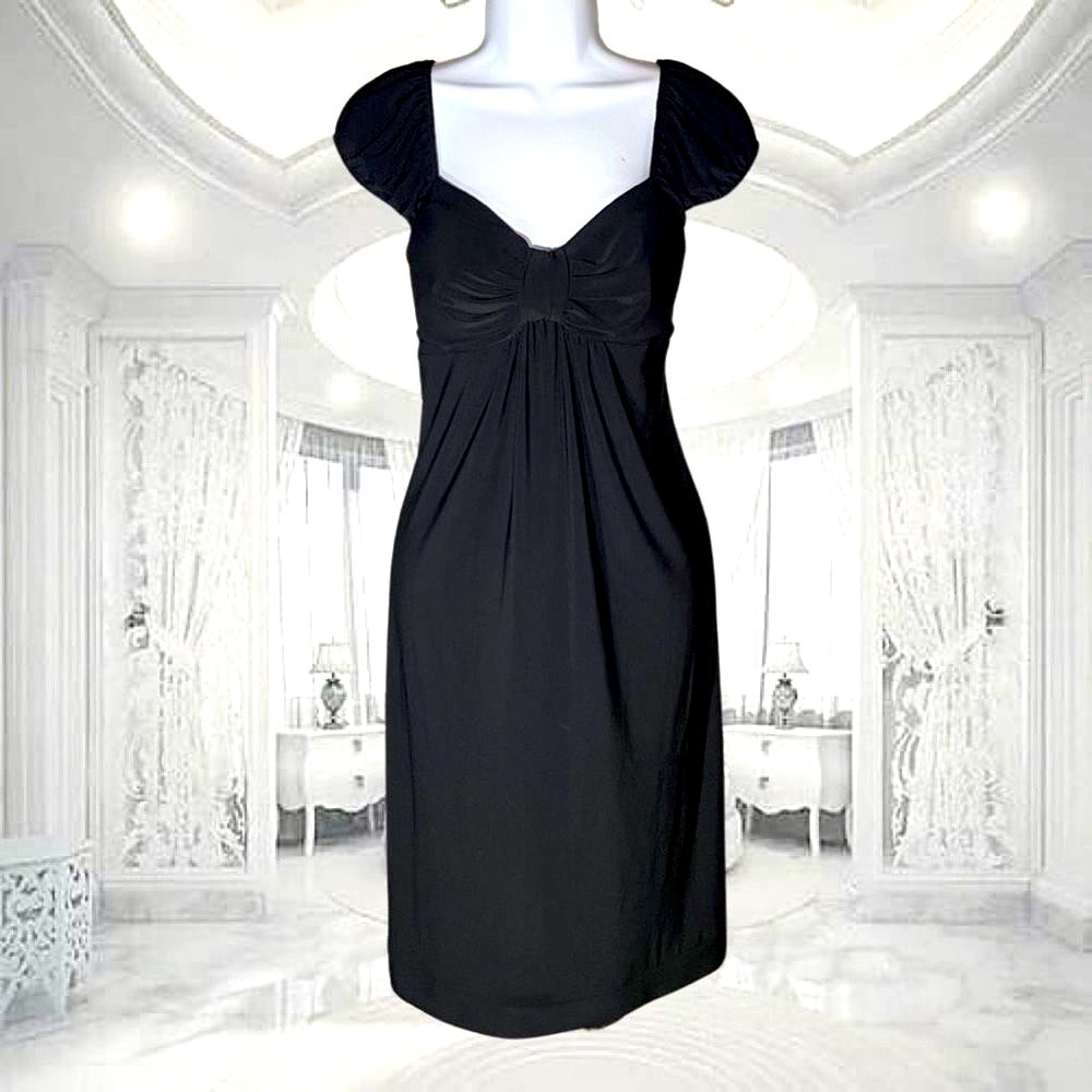 Sangria Black Dress Women 8 Empire Waist Cape Sleeves On Or Off Shoulders​